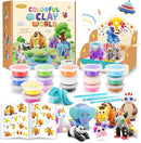 Drama Planet Air Dry Clay Kit for Kids - Comes with Instructional Guide Featuring 4 Scenes & 26 Projects Tutorials, 18 Cans of Modeling Clay, Includes Display Stand, Gift for Girls and Boys by TinyTreasures Baby Boutique