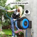 Retractable Garden Hose Reel, 5/8" x 90FT Automatic Retractable Water Hose Reel Wall Mount, with 10- Function Sprayer Nozzle, Any Length Lock/Auto Rewind/180°Swivel by GreenHaven Gardens