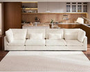 Oversized Modular Sofa, Extra Deep Cloud Corduroy Sectional Couch with Ottoman Chaise, Fluffy Chenille 4 Seater Sofa for Living Room, Villa (Basic 4 Seater, Corduroy White) by CozyNest Decor