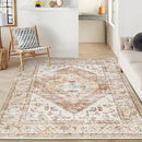 Lahome 5x7 Boho Machine Washable Area Rug (Non-Slip Lightweight Low-Pile)(Oriental Distressed Print for Living,Bedroom,Office) by TinyTreasures Baby Boutique