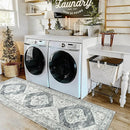 Lahome Boho Hallway Runner Rug 2x6, Washable Untra-Thin Non-Slip Kitchen Runner, Oriental Distressed Print Rug for Entryway Bathroom Laundry Room Bedroom, Grey by TinyTreasures Baby Boutique