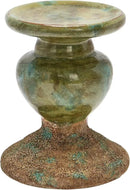 Creative Co-Op 2-Tone Sculptural Terracotta Pillar Candle Holder, Distressed Green by CozyNest Decor