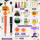 CZWZ Halloween Beadable Pens, Plastic Beadable Pens with 8 Pcs Multicolor Silicone Beads, Halloween Pumpkin Bat Skull Ghost Witch Hat Pens for Halloween Gifts Office Supplies by TinyTreasures Baby Boutique