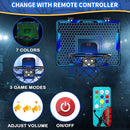 Remote Control Basketball Hoop Indoor with 7 LED Lighting, Mini Basketball Hoop with Electronic Scoreboard, 3 Modes, Over Door Basketball Hoop, Basketball Toys Sport Gifts for Kids, Adults (Blue) by TinyTreasures Baby Boutique