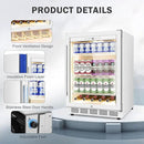 Beverage Refrigerator 24 Inch Drink Fridge, Beer Fridge, 150 Cans Beverage Cooler, Under Counter Refrigerator, Drink Cooler Undercounter Outdoor Refrigerators, Single Glass Door Bar Fridge