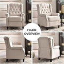 EBELLO 2 Pcs Pushback Recliner Chairs, Fabric Armchair Push Back Recliner with Rivet Decoration, Single Sofa Accent Chair for Living Room, Bedroom,Beige by CozyNest Decor