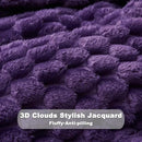NEWCOSPLAY Super Soft Throw Blanket Purple Premium Silky Flannel Fleece 3D Clouds Stylish Jacquard Lightweight Bed Blanket All Season Use 350GSM (Purple, Throw(50"x60")) by CozyNest Decor