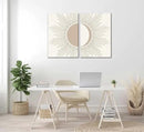 2Pcs Minimalism Boho Canvas Wall art Mid Century Modern Beige and White Sun and Moon Geometric Abstract Painting Pictures Wall Decor Posters Print Artwork for Bedroom Living Room Decoration by CozyNest Decor