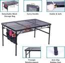Nice C Table for Grill, Outdoor Table, Camping Cooking Picnic Tables, Card Tables Adjustable Height, Mesh Bag, Carry Handle (47.3” x 23.7“ x 14.7”/24.2“ Black) by GreenHaven Gardens