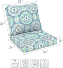 LVTXIII Outdoor Deep Seat Cushion Patio Seat and Back Cushion Set Seasonal Chair Cushion with Removable Cover and Adjustable Buckle for Home and Garden, 24"x24"x4", Delancey Lagoon by GreenHaven Gardens