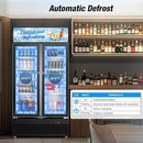 Commercial Beverage Refrigerator, 40 Inch 35 Cu.Ft. Commercial Drink Fridge, Display Refrigerator with Double Glass Door, Commercial Display Fridge with 8 Adjustable Shelves, for Shop,Restaurant,Bar by CozyNest Decor