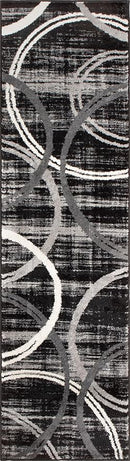 Rugshop Modern Wavy Circles Design Runner Rug 2' x 10' Black by TinyTreasures Baby Boutique
