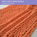 Bigacogo Chunky Knit Throw Blanket for Couch, 51x63 inches, 100% Hand Knitted with Thick Jumbo Chenille Yarn, Cozy Soft Large Rope Knot Cable Crochet Blankets for Sofa Bed Living Room, Terracotta by CozyNest Decor