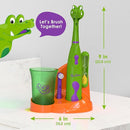 Brusheez Kids’ Electric Toothbrush Set - Safe & Effective for Ages 3+ - Parent Tested & Approved with Gentle Bristles, 2 Brush Heads, Rinse Cup, 2-Minute Timer, & Storage Base (Snappy The Croc) by TinyTreasures Baby Boutique