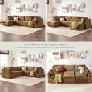 mopio Oversized Modular Sectional Sofa with Fully Removable Covers and Storage, Convertible U, L-Shaped and Sleeper Sectional, Modern Couches with Ottoman Chaise (Hazelnut Velvet, 5 Seats, L) by CozyNest Decor