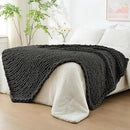 Bigacogo Chunky Knit Throw Blanket for Couch, 51x63 inches, 100% Hand Knitted with Thick Jumbo Chenille Yarn, Cozy Soft Large Rope Knot Cable Crochet Blankets for Sofa Bed Living Room, Dark Grey by CozyNest Decor