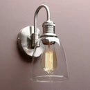 Yosoan 1-Light Brass Modern Vintage Indoor Wall Sconce, Vanity Single Luxury Hardwired Retro Textured Clear Oval Cone Glass Shade with Industrial Gooseneck Curved Rod Bathroom Lamp(Brushed) by CozyNest Decor