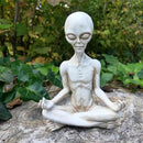 White Alien Statue, Resin Yoga Pose Alien Figure, 6.3" H Creative Yoga Alien Statue of The Thinker for Home Offcie Garden Decor Supplies by GreenHaven Gardens