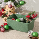 Small Storage Baskets for Organizing | Closet Organizer Bins | Shelf Toy Basket | Woven Rope Baskets | Cube Decorative Box | Shallow Basket | 13x8.5x5.1” | 4 Packs Green by GreenHaven Gardens