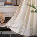 Sutuo Home Boho Curtain Crochet Lace Patchwork Semi-Blackout Bohemian Handmade Tassels, Rod Pocket Window Treatment Vintage Rustic Farmhouse Drapes for Bedroom, 1 Panel 59" W x 108" L, Beige by CozyNest Decor