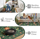 Moynesa Machine Washable Round Rug, 6ft Circle Area Rug for Living Room Non Slip, Ultra Thin, Soft, Indoor Boho Bird Dark Green 6'x6' Carpet for Bedroom Office Under Table Kid Playroom by TinyTreasures Baby Boutique