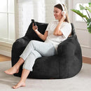 Hobestluk Bean Bag Chair for Adult Small Bean Bag Chairs with Arms Furry Beanbag Chair with Foam Filler Stuffed Bean Bag Sofa for Reading in Bedroom Living Room and Dorms (Black) by CozyNest Decor