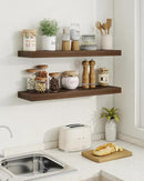 Marsmiles 39" Floating Shelves for Wall, Wooden Shelves with Invisible Brackets Set of 2, Rustic Farmhouse Wall Mounted Shelf for Kitchen Bathroom Living Room Study, Walnut by CozyNest Decor