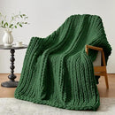 Chunky Knit Throw Blanket, 30''*40'' Knitted Throw Chenille Yarn for Bed Couch, Handmade Grass Green Crochet Big Thick Blanket, Machine Washable Cute Comfy Blanket for Home Decor by CozyNest Decor