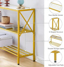 Hoctieon Gold Console Table, 3 Tier Entryway Table, Hallway Table, Narrow Sofa Table with Shelves, Entrance Table for Entryway, Gold and White by CozyNest Decor