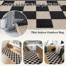 Lahome Checkered Easy Jute Carpet, 3x5 Outdoor Patio Rug Washable Rugs for Entryway Checkerboard Indoor Outdoor Living Room Classroom Carpet, Farmhouse Neutral Non Slip Black Door Mat for Bedroom by CozyNest Decor