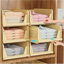 SNSLXH 5 Pack Stackable Closet Organizer Box, Multifunctional & Foldable Closet Storage Basket for Bathroom Kitchen Laundry Room Wardrobe Storage, Space-Saving Clothes Storage Drawer Organizer, Yellow by CozyNest Decor