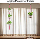 USLAI Macrame Plant Hanger Indoor Outdoor, Up to 4-15 inch Pot, Heavy 20lb Planters, Extra Long Strong Hanging Planter Basket Holder, Boho Home Decor, 35+72 Inch, Pink (POTS NOT Included) by GreenHaven Gardens