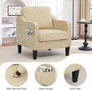Accent Chairs Set of 2, Upholstered Living Room Chair with Side Pockets, Mid Century Modern Reading Chair for Bedroom, Comfy Armchair Single Sofa Side Chair for Office, Small Room, Light Brown by CozyNest Decor