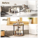 Lazy Susan Organizer, Rotating Spice Rack, 2 Tier Spice Turntable Organizer, Industrial Turntable Spice Holder, for Kitchen Countertop and Cabinet, Compact and Versatile, Rustic Brown SR22BR by CozyNest Decor