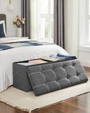 SONGMICS Mazie Collection - 43 Inches Ottoman Storage Bench, 35 Gal. Folding Chest with Breathable Linen-Look Fabric, Load up to 660 lb, for Entryway, Living Room, Bedroom, Dark Gray ULSF077G04 by CozyNest Decor