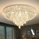 Modern Crystal Chandeliers for Dining Room LED Light Fixture Close to Ceiling Chandelier Flush Mount Ceiling Light Dimmable Lamp with Remote for Living Room Bedroom Hallway 2700K 6000K by CozyNest Decor