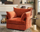 Terracotta Oversized Accent Chair, Upholstered Modern Sofa Chair with Removable Backrest & Detachable Cover, 24.5" Deep Seat Large Reading Armchair by CozyNest Decor