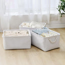 TheWarmHome Storage Basket for Gifts Empty - Large 3 Pack 15.7x11.8x8.2 inch Storage Basket for Organizing with Handles, Canves Storage Bins for Organizer Closet Toy Cubes Gift (White) by TinyTreasures Baby Boutique