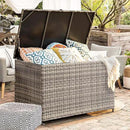 178 Gallon Outdoor Storage Box, Patio Deck Box with 2 Wheels, Handle Large Portable Wicker Rattan Deck Box for Patio Furniture Cushions, Throw Pillows, Garden Tools and Pool Floats (Gray) by CozyNest Decor