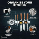 24" Magnetic Knife Holder for Wall with 2x Storage - Safe, Patented Storage Design - Stainless Steel Knife Magnetic Strip, Under Cabinet Knives Storage - Magnet Strip Rack Kitchen Utensil Organizer