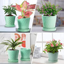 EFISPSS Flower Planter –5 inch Ceramic Plant Pots with Drainage Holes and Ceramic Tray - Gardening Home Desktop Office Windowsill Decoration Gift Set of 4 - Plants NOT Included by GreenHaven Gardens