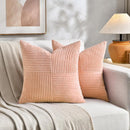 Fancy Homi 2 Packs Peach Decorative Throw Pillow Covers 16x16 Inch for Living Room Couch Bed Sofa, Rustic Farmhouse Boho Home Decor, Soft Corss Patchwork Corduroy Textured Square Cushion Case 40x40 cm by CozyNest Decor