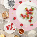 Whaline 4Pcs Round Placemats Daisy Strawberry Embroidered Place Mats Summer Strawberry Dinner Table Mats for Home Wedding Baby Shower Birthday Party Decor by CozyNest Decor