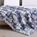 Tie-dye Blue Soft Comfy Throw Blanket for Couch Bedroom Faux Fur 50x60 Fluffy Blanket for Living Room Furry Bed Comforter Cozy Home Decor Gifts 860 GSM by CozyNest Decor