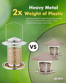 iBorn Metal Bird Feeders for Outdoors,Easy Clean Bird Seed Feeder,Hanging Bird Feeder for Seeds with Gift Box,3-Second Refill Bird Feeder,Nickle 6 Port (Seed is not Included) by CozyNest Decor