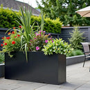 KOL Galvanized Steel Planter Box, with Insert Tray Drainage Holes, Rectangular Black Powder Coated Metal Planter, Outdoor Use, Heavy Duty Modern Flower Pot (Black, 36" H x 11" W x 32" L) by CozyNest Decor