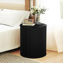 AVZEAR Fluted Round Side Table with Storage, Small Mid Century End Table Fluted Nightstands, Modern Circle Bedside Tables Wood Night Stand for Small Spaces, Living Room, Bedroom (Black) by CozyNest Decor