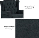 Accent Chair, Upholstered Armchair with Button Tufted High Back & Solid Wood Legs, Comfy Wingback Reading Single Sofa Chair for Small Spaces, Living Room, Bedroom (Blue, Set of 2) by CozyNest Decor