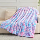 NEWCOSPLAY Faux Fur Throw Blanket Purple Rainbow Luxury Fluffy Thick Warm Bubble Blanket for Couch Sofa Bed 700GSM (Purple Rainbow, Throw(50"x60")) by CozyNest Decor