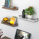 Meangood Floating Shelves Wall Mounted Set of 2, Rustic Wood Wall Storage Shelves for Bedroom,Living Room,Bathroom, Kitchen Brown by CozyNest Decor